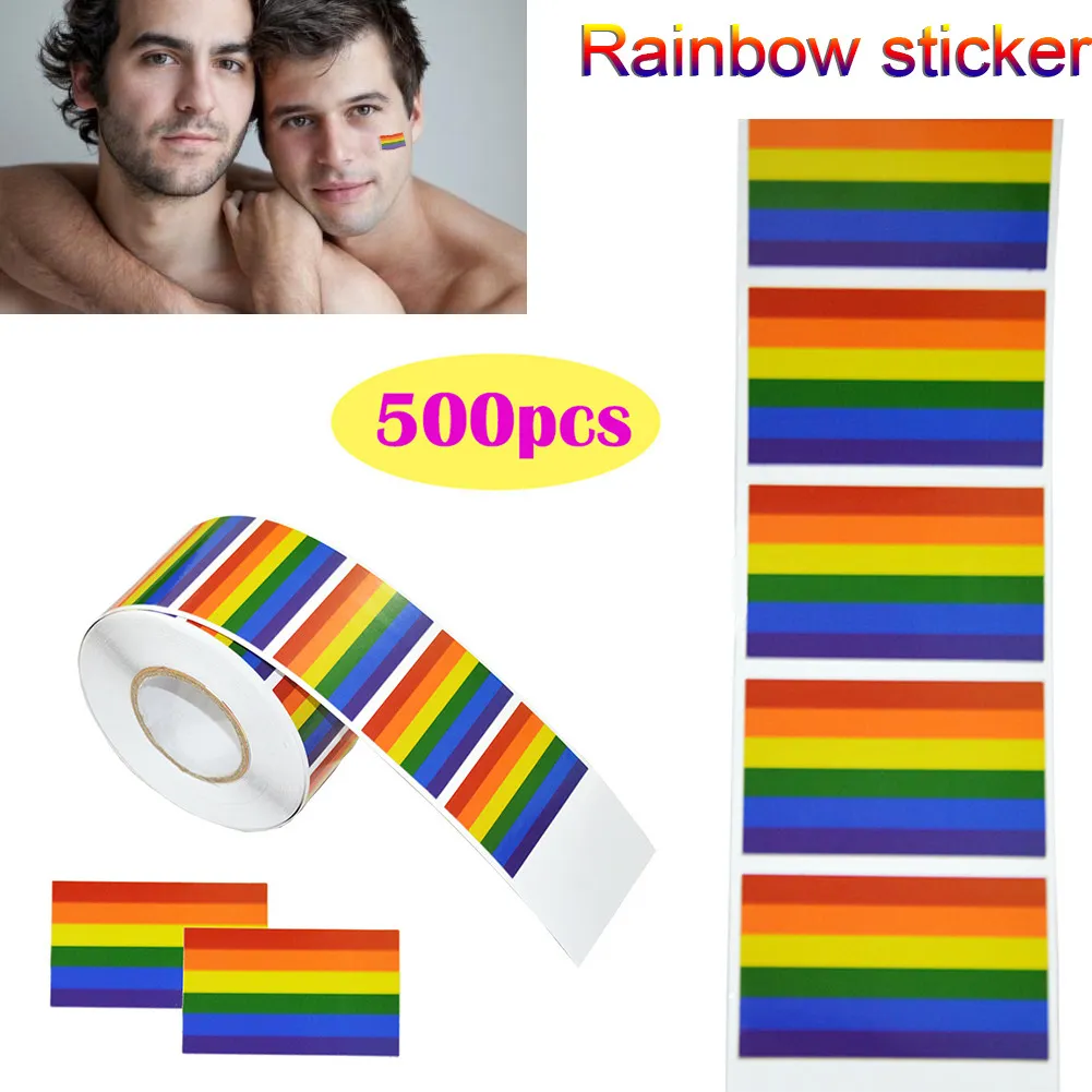 Ny Rainbow Flag LGBT -klistermärke Rainbow Wall Stickers för kläder Gay Pride Badges Face Body Stickers290L