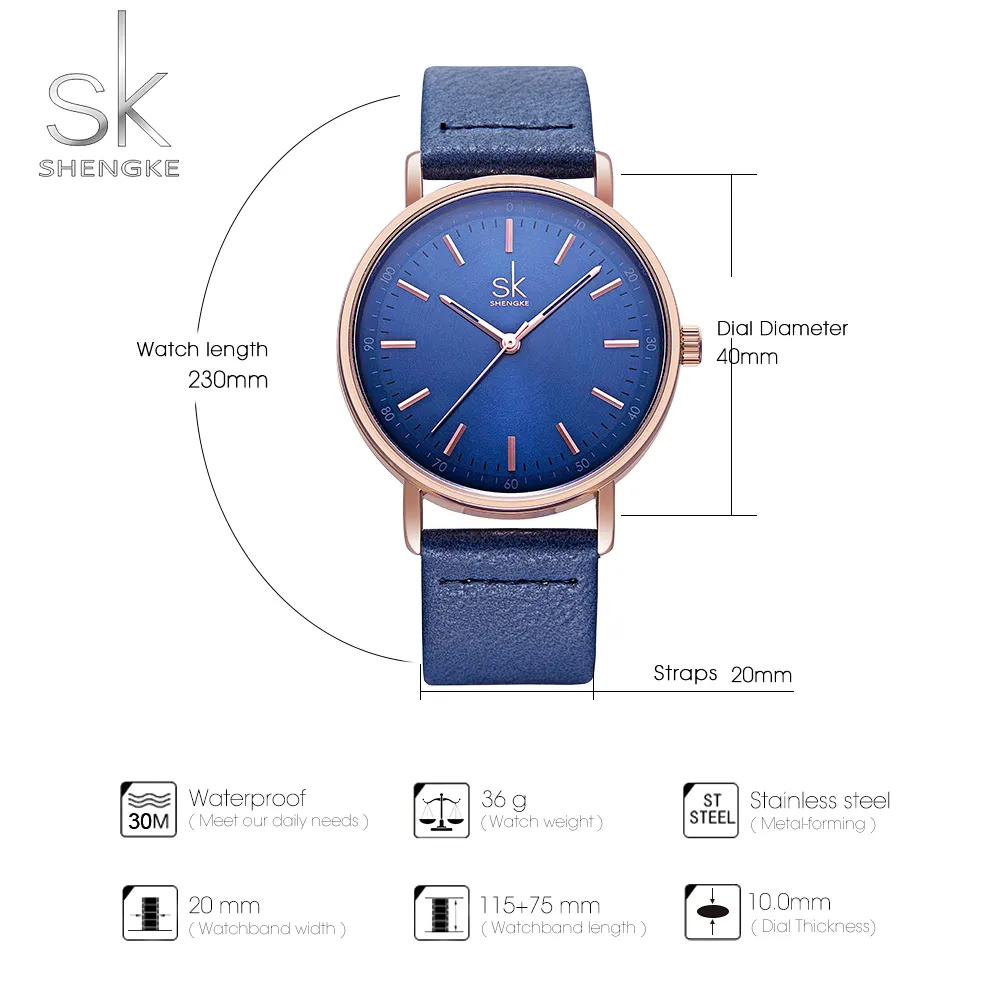 Shengke Women's Bracelet Watches Quartz Wrist Watch Vintage Design Casual Leather Band Ladies Dress Watches Bayan Kol Saati299A