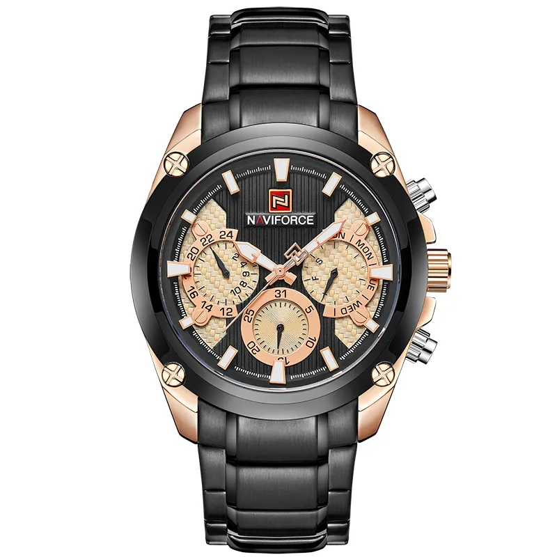 NAVIFORCE hommes montres haut de gamme de luxe hommes décontracté Sport Quartz 24 heures Date montre entièrement en acier militaire montre-bracelet mâle Clo248P