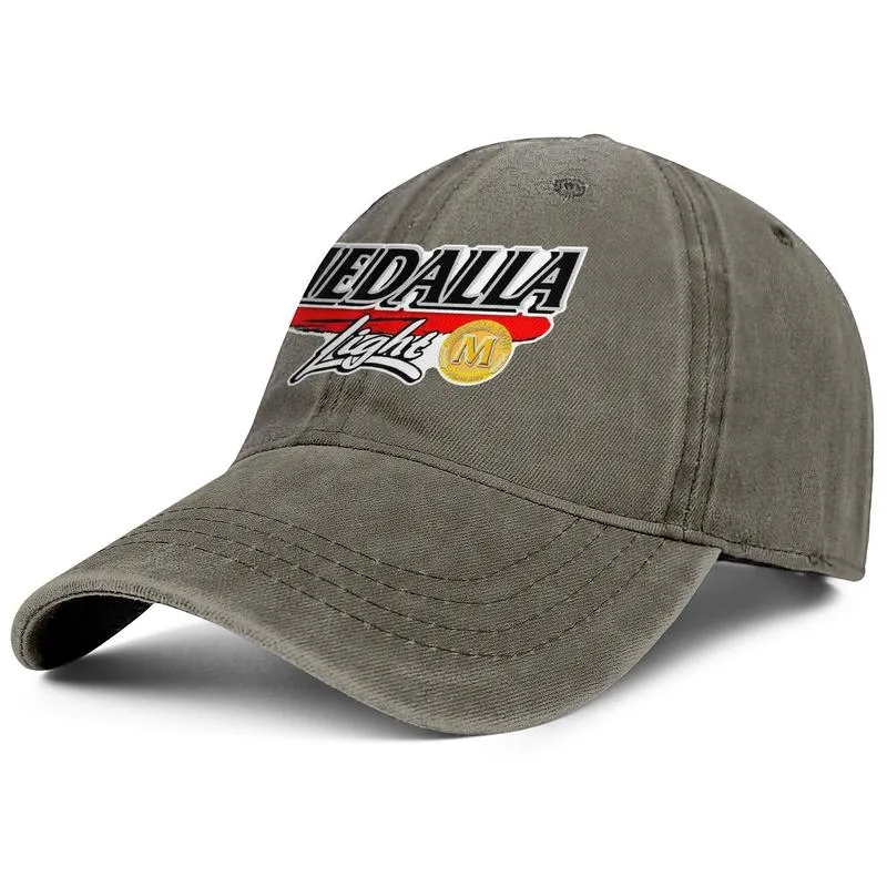 شعار Medalla Light الأنيق للجنسين Denim Baseball Cap Golf Classic Hats Logo Old Print4466938