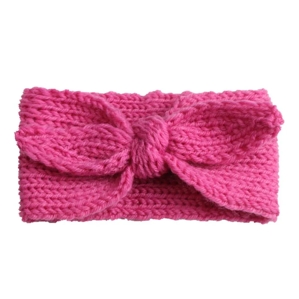 Winter Warmer Oor Gebreide Hoofdband Tulband Voor Baby Meisjes Gehaakte Boog Brede Stretch Haarband Headwrap Haar Accessoires241Q