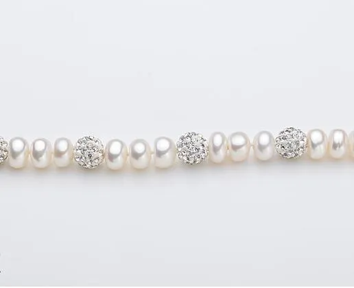 Riktigt vackert sötvatten pärlarmband kvinnor bröllop odlade vita pärlarmband 925 silver juveler flicka födelsedag present gb773310y