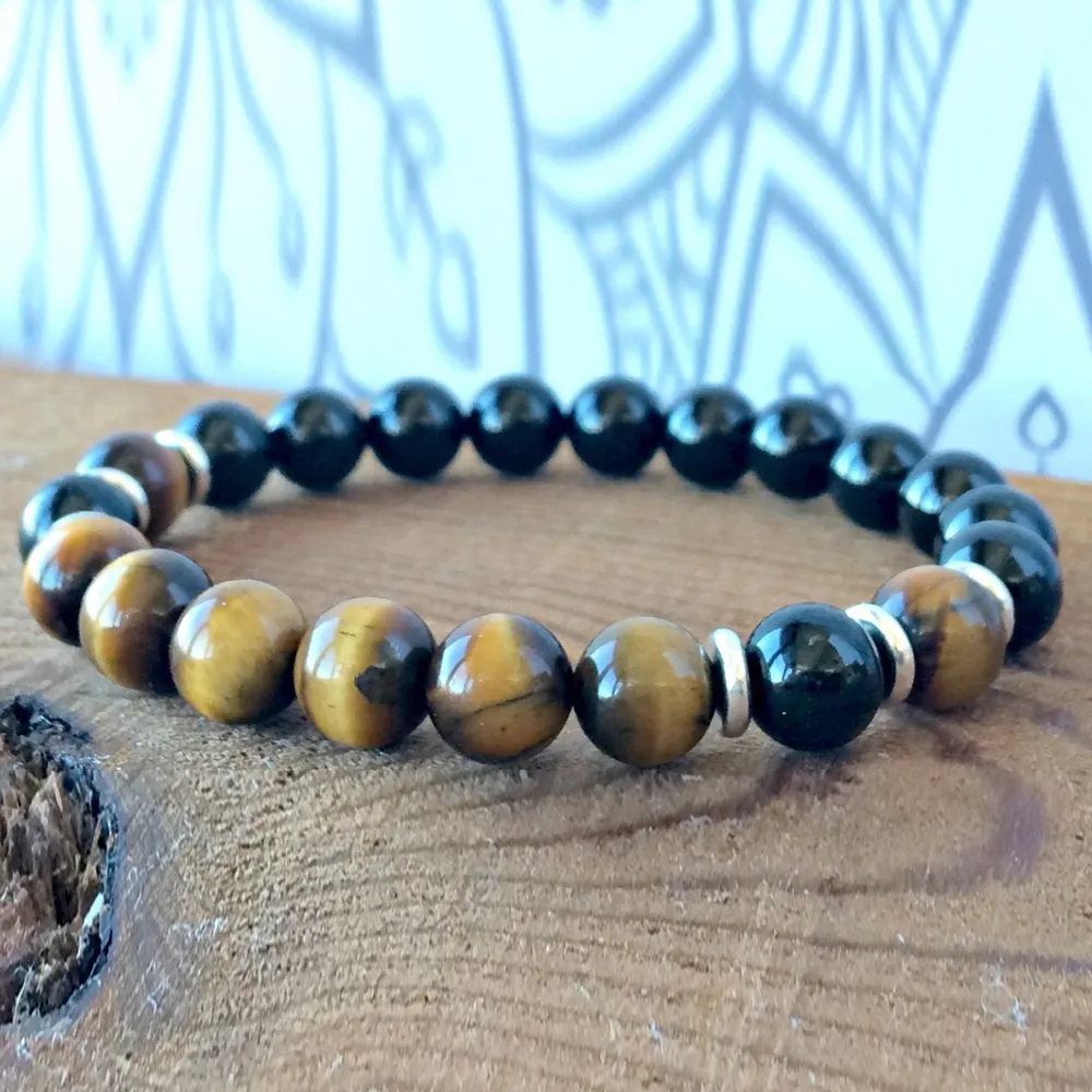 MG0304 Black Onyx Tiger Eye Energy Bracelet Bracelet Personne Personne pour les femmes Balance Bracelet Inner Strength250K