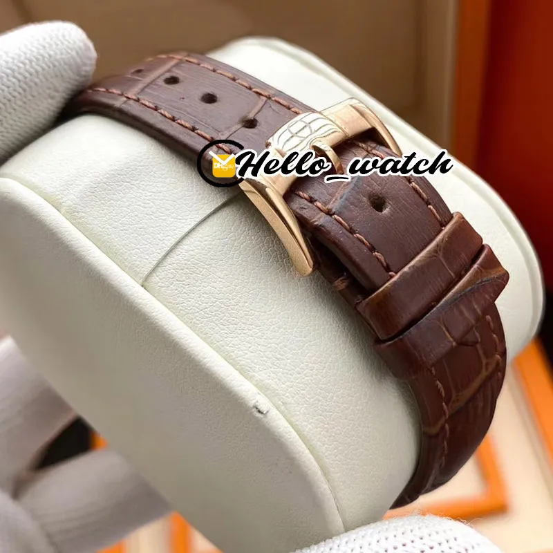NY SPECIAL 39 5MM 511 53 40 20 02 001 VIT DIAL Automatisk herrklocka Rose Gold Case Brown Leather Strap Gents Watches Hello Watc331r