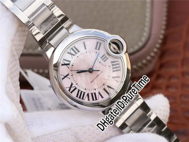 V6F W6920100 Seko NH05A Автоматические женские часы со стальным корпусом Розовый циферблат с черными римскими маркерами Стальной браслет Edition 33m3124