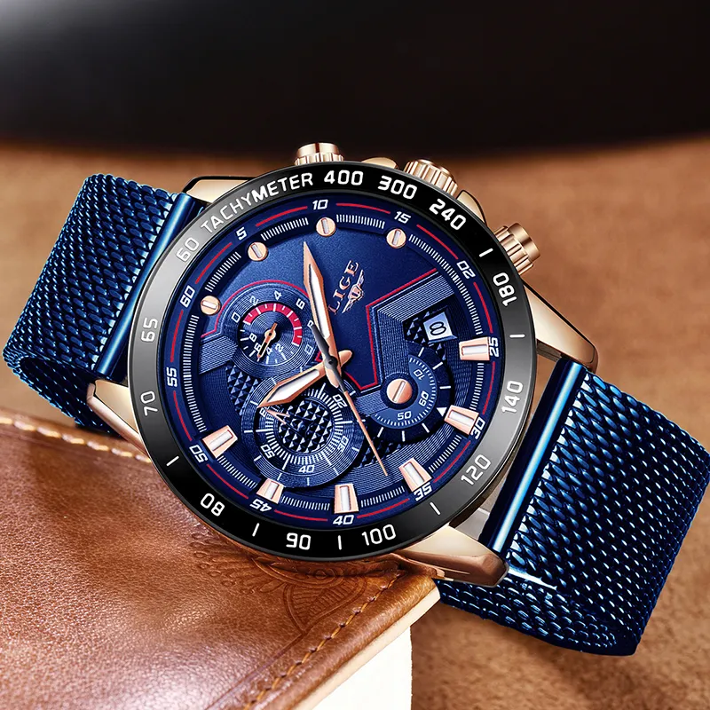LIGE модные мужские часы лучший бренд класса люкс наручные часы кварцевые часы синие мужские водонепроницаемые спортивные хронограф Relogio Masculino C331C