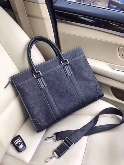 Designer lederen aktetassen heren zakelijke handtassen zacht flexibel Lichee graanrundleer luxe laptoptassen met meerdere zakken 38 cm breedte290y