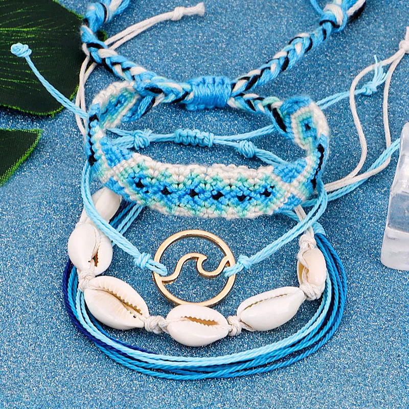 Braclets Shell Braclets Рука сплетенные Lucky Wire Bracte Wave Creative Wax Line Bracte для женщин