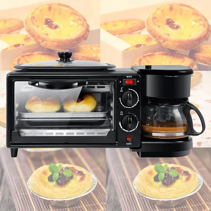 Comercial Hogar Eléctrico 3 en 1 Máquina para hacer desayuno Multifunción Mini Cafetera por goteo Pan Pizza Vven Sartén Toa277G