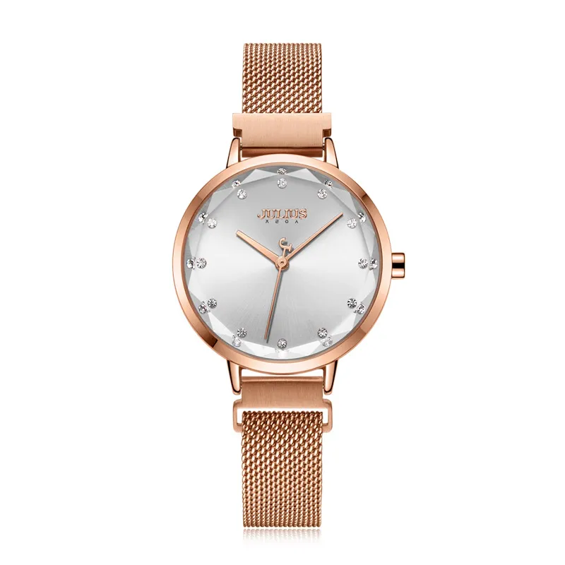 JULIUS Новые часы, креативный дизайн, магнит, сетчатый ремешок из нержавеющей стали, женские часы, Япония Miyota Movt, модные кварцевые часы JA-114274D