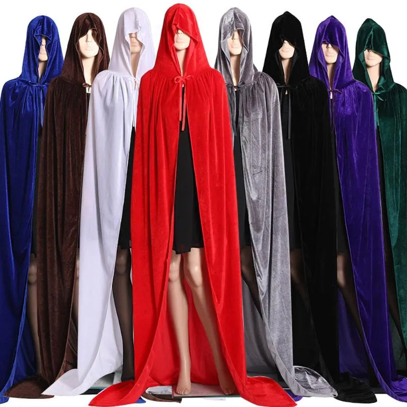 Halloween wiedźmy Cloak Cosplay Costplay Kobiety mężczyźni dla dorosłych impreza sukienka Długa czarna deguisement Prince Princess Hooded Cloaks Capes2946