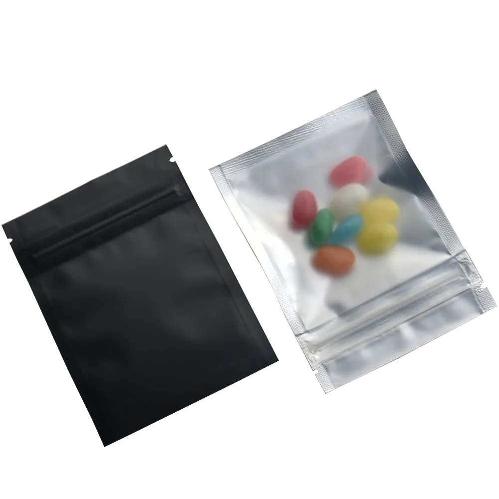 Black 7 5 10cm Resealable Matte Zip Lock Packaging Bag Aluminum Foil Clear Bag Self Seal Zipper Spice Powder Packing 234z