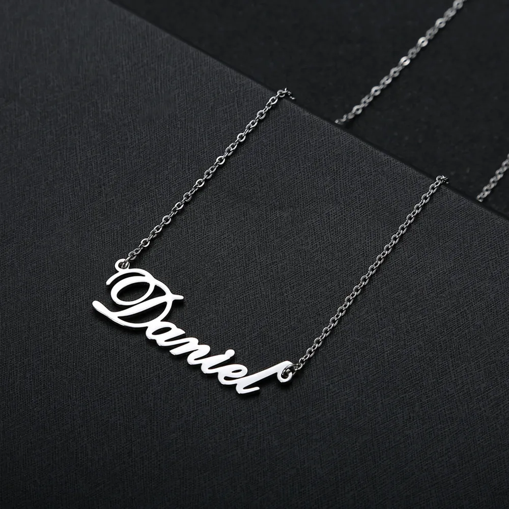 Lettere con nome carattere artistico personalizzato con catena cubana di diamanti pesante uomo donna oro argento gioielli in oro rosa2504