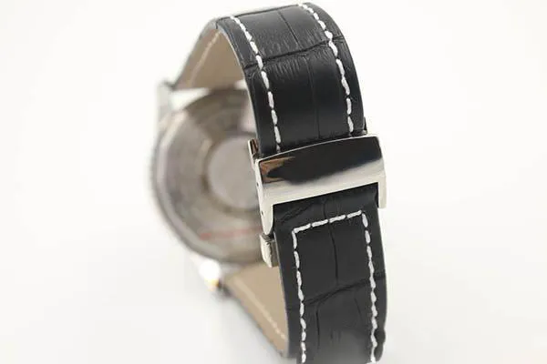 남자 46mm New Style Briel Quartz Movement Nvatimer Watch Men Black Dial Leather Band Male Watch2552