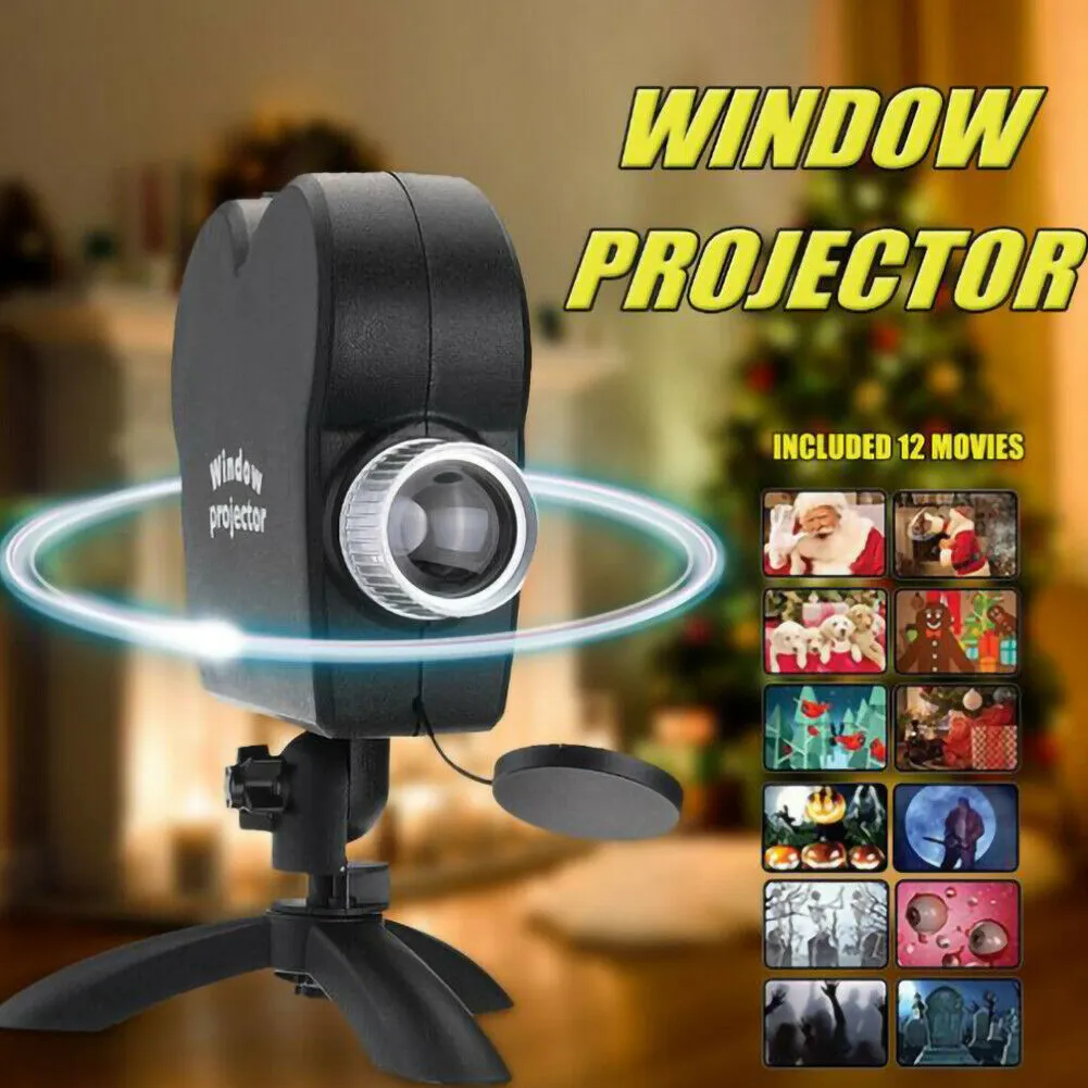 Details about Indoor Outdoor Window Wonderland Christmas Halloween 12 Movie Projector System AC110-260VChristmas Projector Lights238g