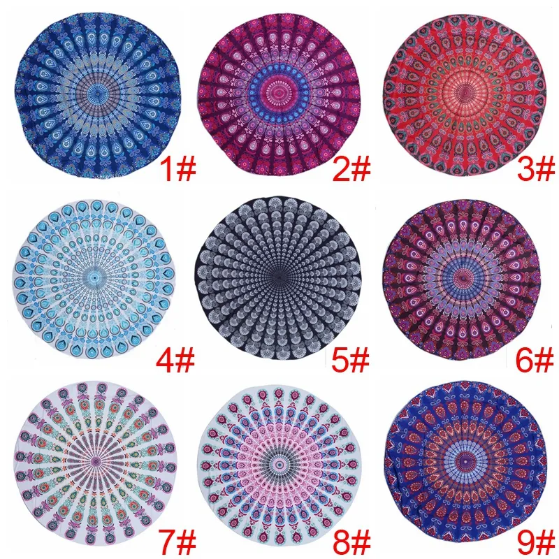 Serviette de plage ronde en Polyester, tapisserie de Mandala, nappe Boho Hippie, serviettes de Yoga en plein air, châle de protection solaire, serviettes de bain Toalla De Playa Redonda