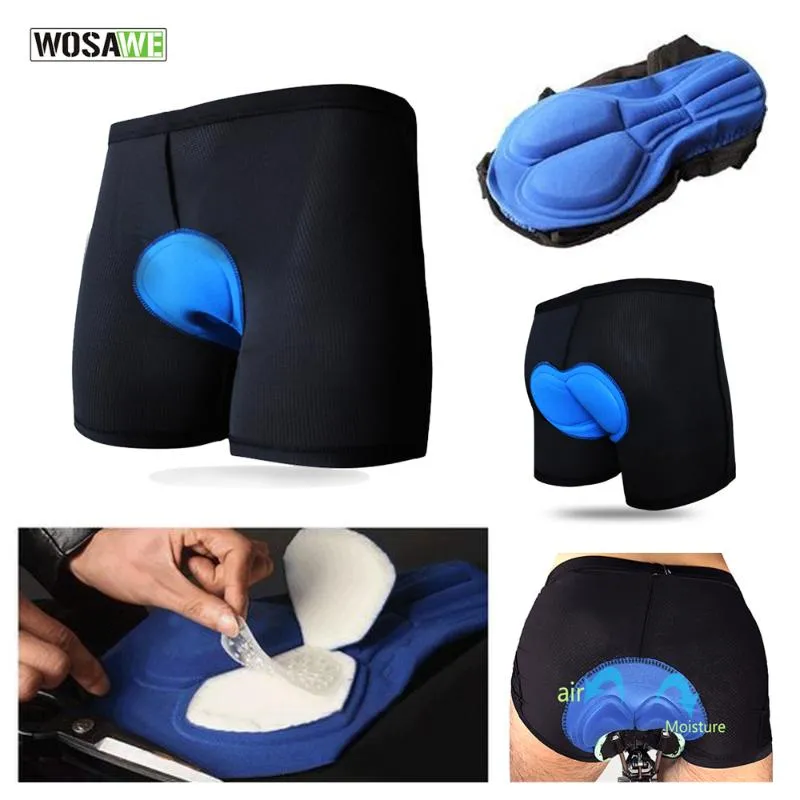 WOSAWE Pantaloncini da ciclismo Pantaloncini da bici Equitazione Bicicletta Intimo Uomo Shortpant Gel traspirante 3D Bermuda imbottito in silicone Mutande228s