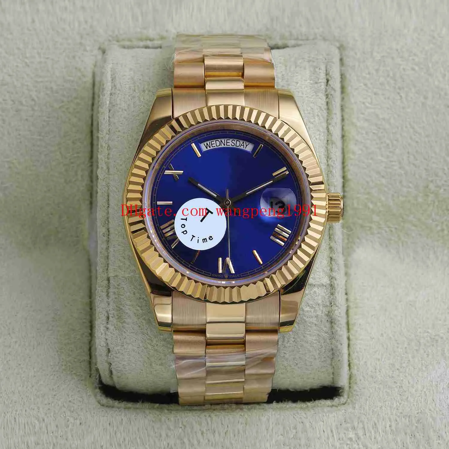 Men Watch 41mm 228235 Day Date President 18k Gold Sapphire Glass Asian 2813 Movement Automatic Mens Watchwatches318Q