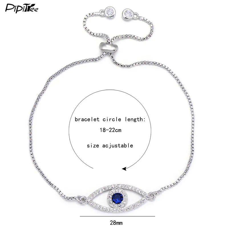 Charm Bilezikler Pipitree Parlak Mavi Zirkon Bilezik Femme Gümüş Altın Renk Bakır Zinciri Bağlantı Kadın Bangles Jewelry238J