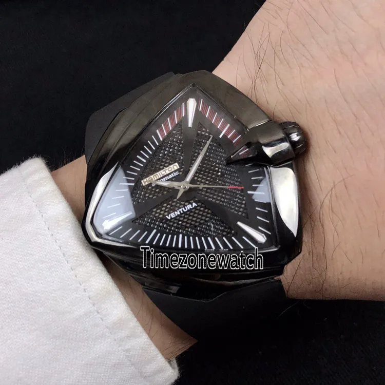 Ventura H24585331 XXL Auto Adventure e Concept Design triangolo acciaio quadrante bianco A2824 orologio automatico da uomo in gomma bianca Timezone261i