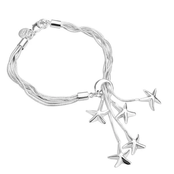 Set di gioielli da donna classica 925 Sterling Silver Sea-Stars Collana Bracciale Fashion Set Collane Bracelets170z