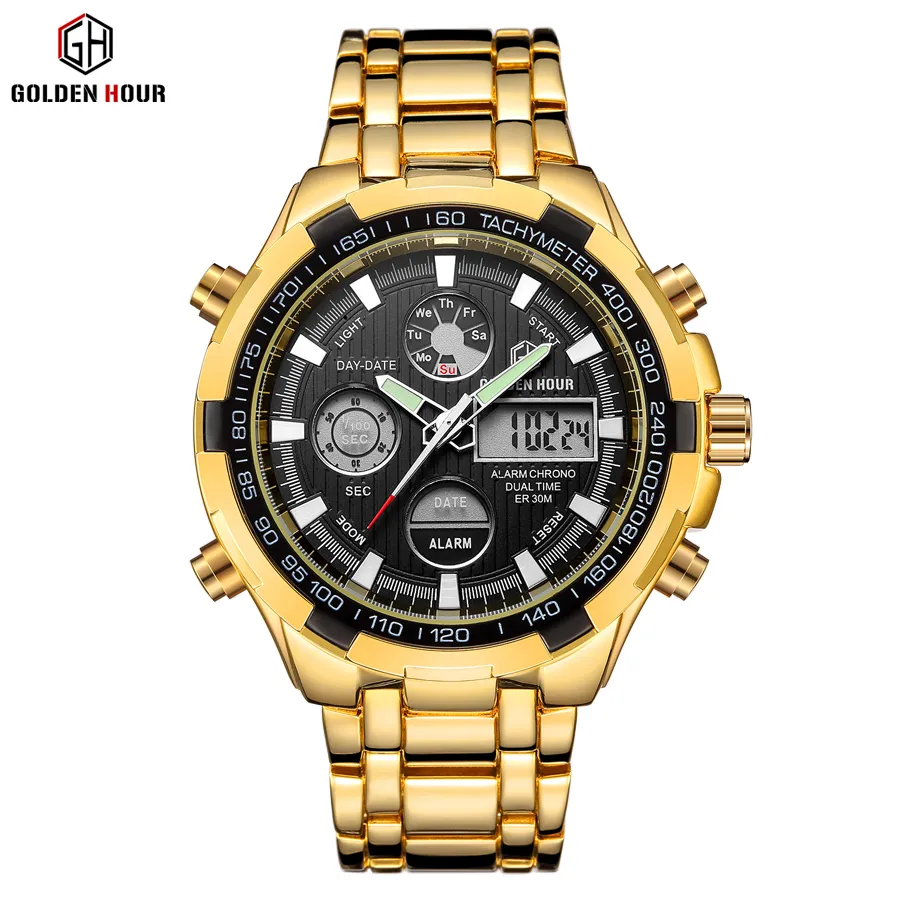 Reloj Hombre GOLDENHOUR Luxus Gold herren Uhr montre homme Automatische Uhr Sport Mann Armbanduhren Relogio Masculino338Y