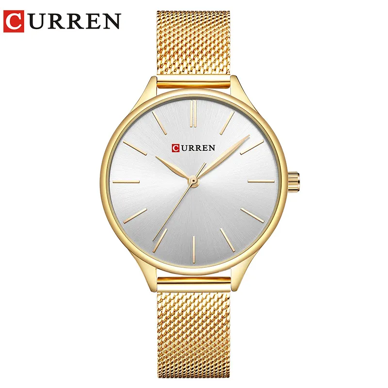 Curren Watch Fashion Proste styl Nowy damski bransoletka zegarki dla kobiet ubiera się na rękę kwarcowy kwarc żeńskie prezenty zegarowe relogios femini2394
