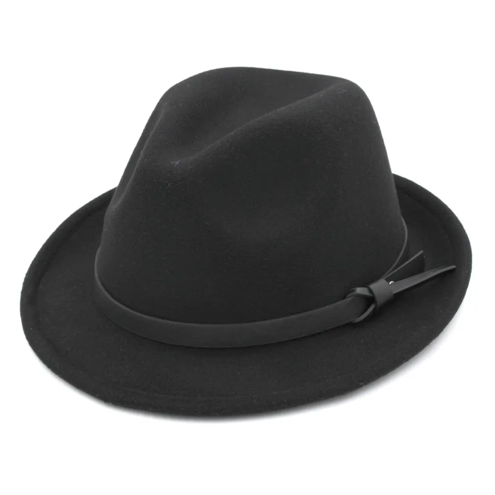 Unisex ny mode filt jazz hattar klassiska topp hattar män kvinnor elegant solid sunhat styv brim fedora elegant trilby gangst6626404