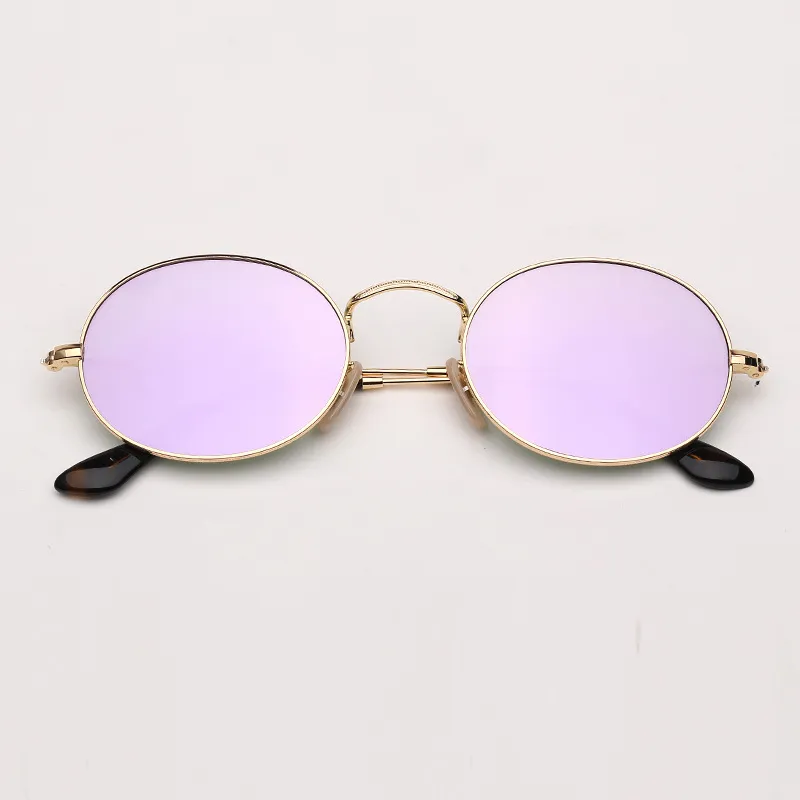 Estilo Oval óculos de sol Mulheres Vintage Retro redo Quadro redondo flash lente plana lente mens com óculos de hip hop preto fêmea uv400 ga278l