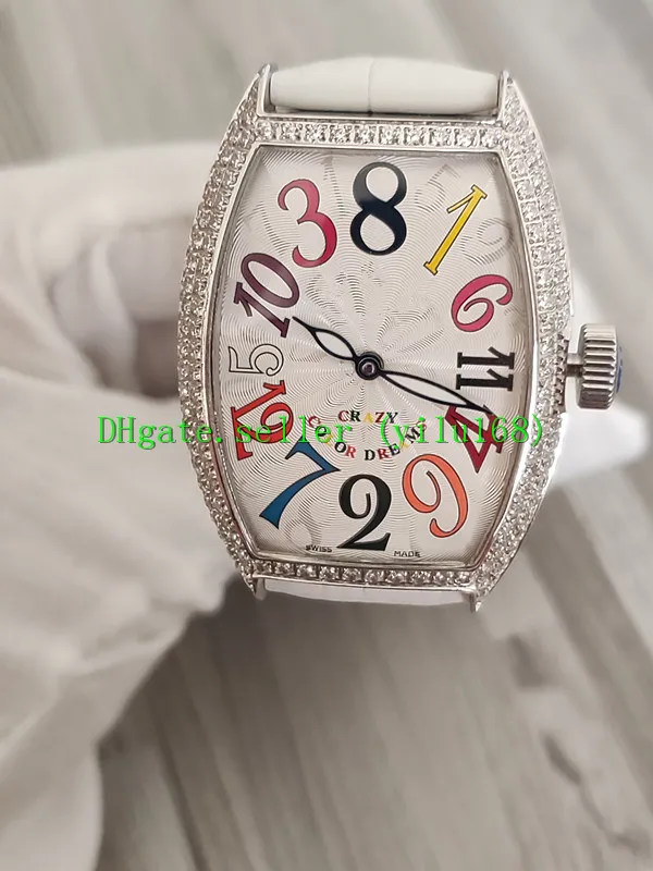 luxury New 33mm Crazy Hours 7851 8880 Automatic Gypsophila Diamond Dial Case women Watch Leather Strap High Quality women Watches 278i