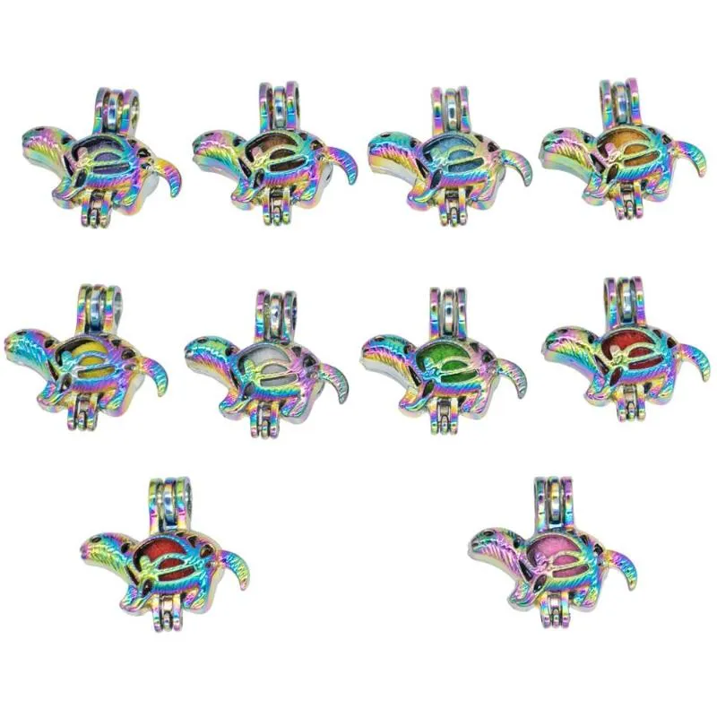 REYOW 5 pièces multicolore dinosaure perle perle Cages parfum huile essentielle diffuseur médaillon pendentif fabrication de bijoux DIY244E