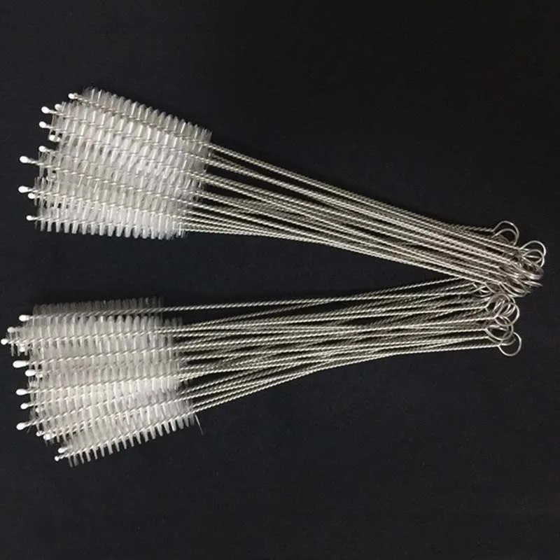 50 Unids / lote Cepillo de Paja de Acero Inoxidable Engrosado Longitud 200 mm Apto para Pajitas de 10 mm de Diámetro Tubo Transparente Brush244Z