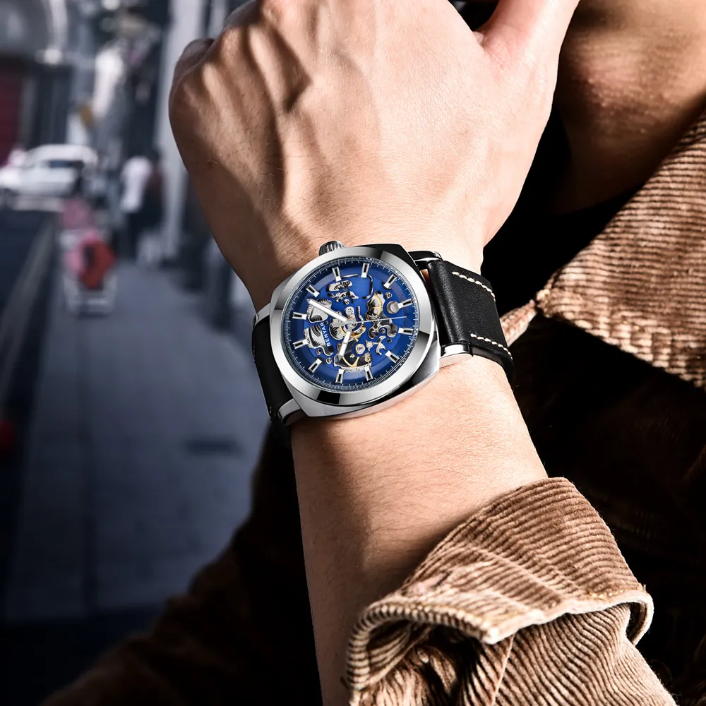 BENYAR Мужские часы Set Reloj Hombre Лучший бренд Автоматические механические водонепроницаемые кожаные спортивные часы Мужские часы Relogio Masculino chr269A