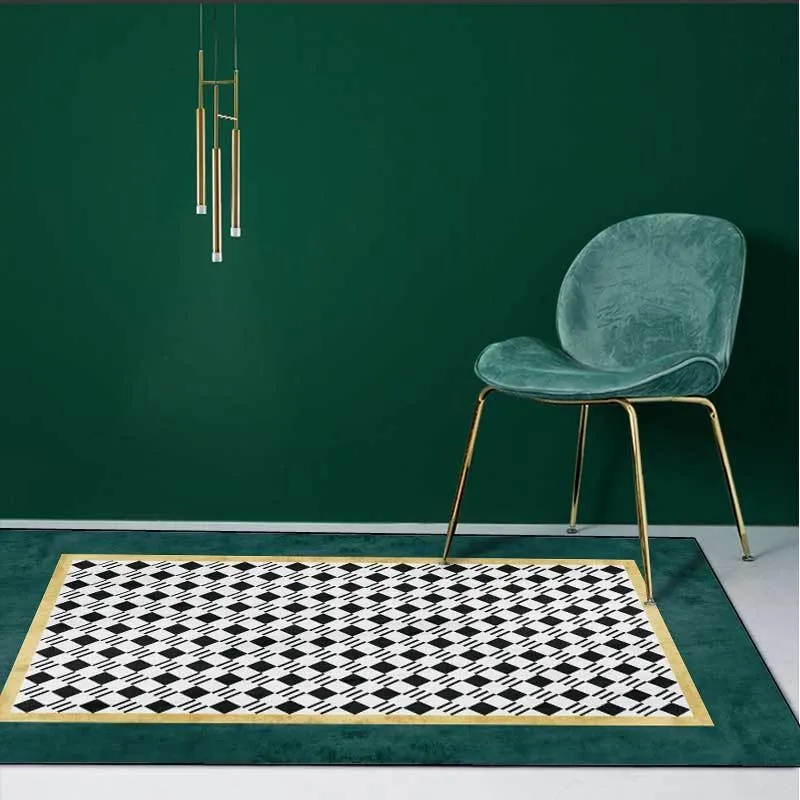 Mattor 3D geometriska guld mörkgrön matta svartvitt kök vardagsrum sovrumssalong soffa golvmatta hem dekorativ anpassad236w