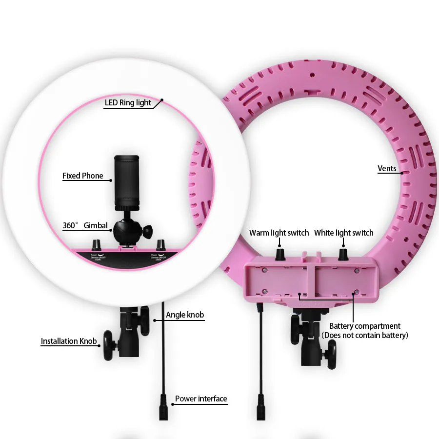 Popular 14 polegadas Studio Dorming Anel luz com titular do telefone da câmera para vlog youtube beleza selfie vídeo fotografia luzes
