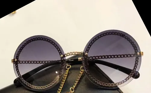 Fashion Round Sunglasses Chain Collier Sun Verres Femmes Fashion Sunglasses Nuances Nouvelles avec Box2195