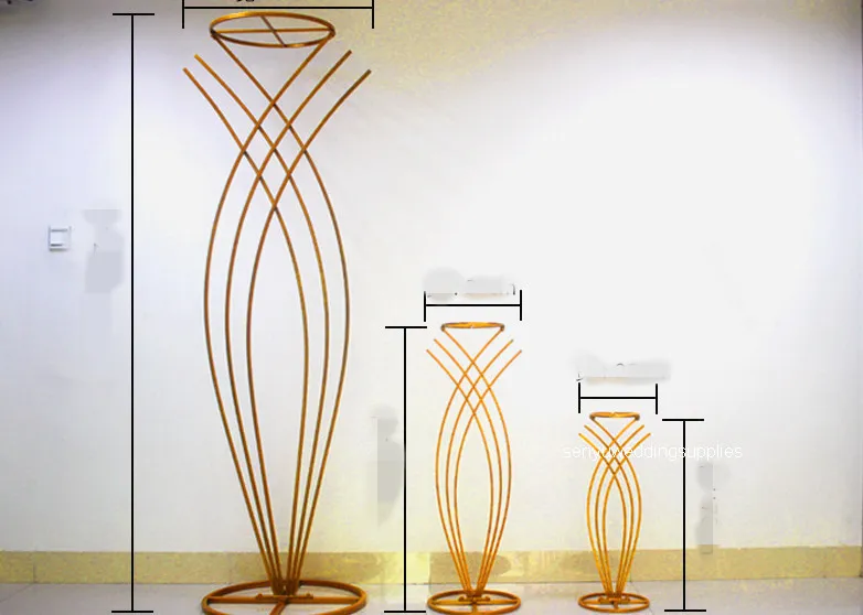 Werksfabrik Ganzes Hochzeit Tall Metall Tisch Herzstück Blumen Vase Ständer Gold Säulendekoration1250H