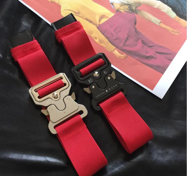2019 nouvelle Version ALYX ceinture 130 cm montagnes russes bouton en métal toile Hip hop street wear ceinture de sécurité 294y