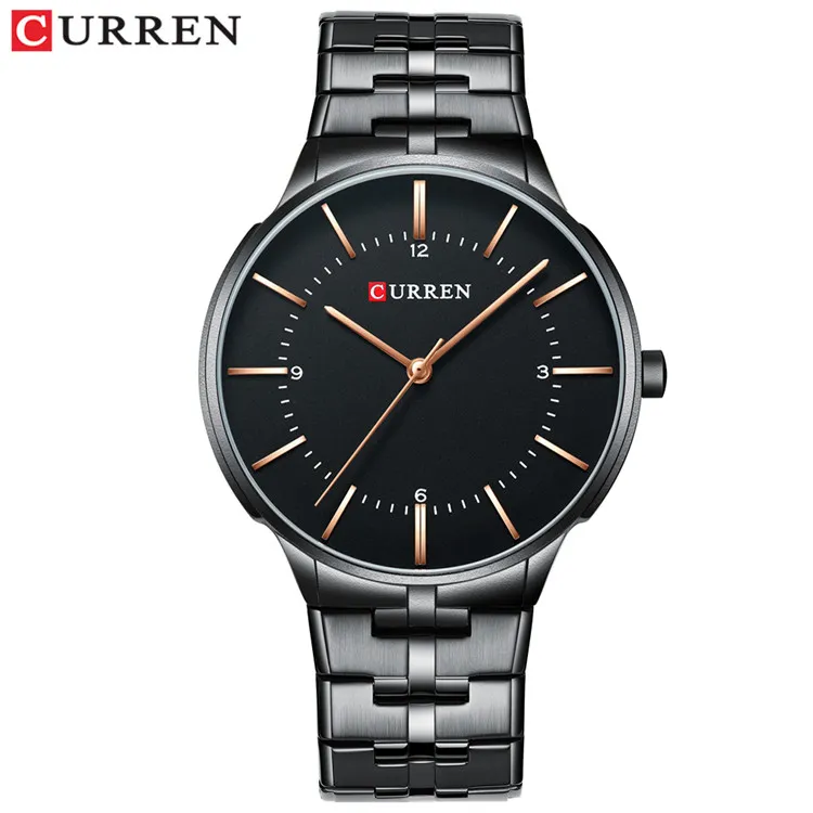 Toppmärke Curren Luxury Quartz Watches For Men Wrist Watch Classic Black Rostfri Steel Strap Men's Watch Waterproof 30M239Q