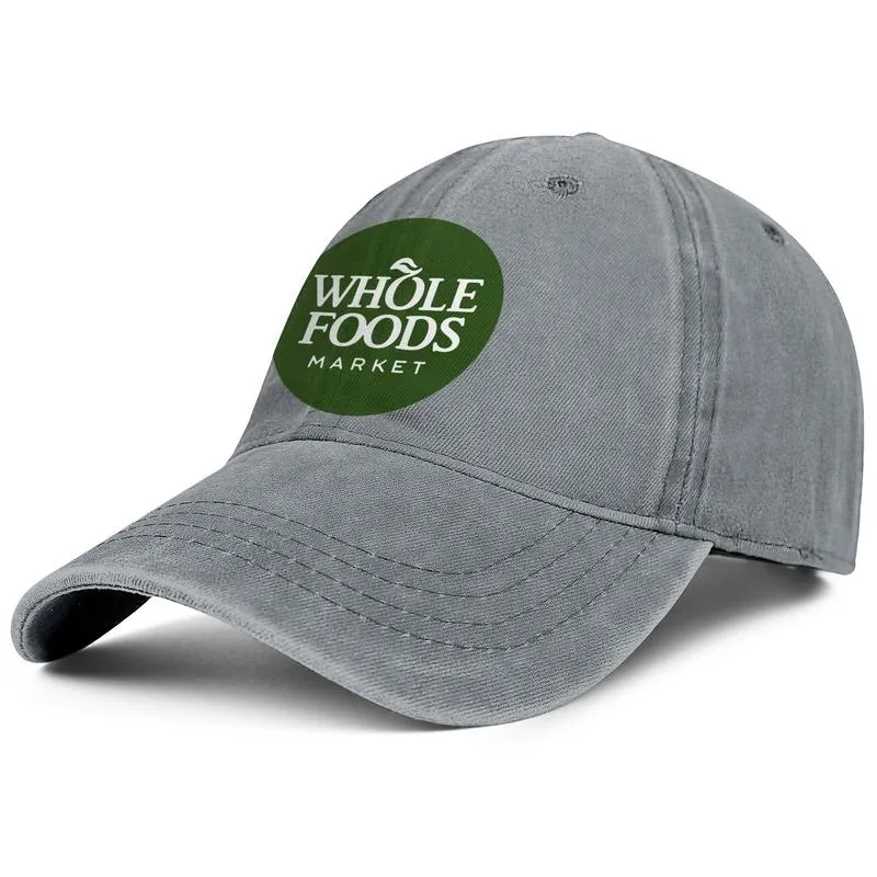 Whole Foods Market Casquette de baseball en denim unisexe, équipe vintage cool, chapeaux à la mode, logo camouflage biologique sain, impression à carreaux rose 4818305