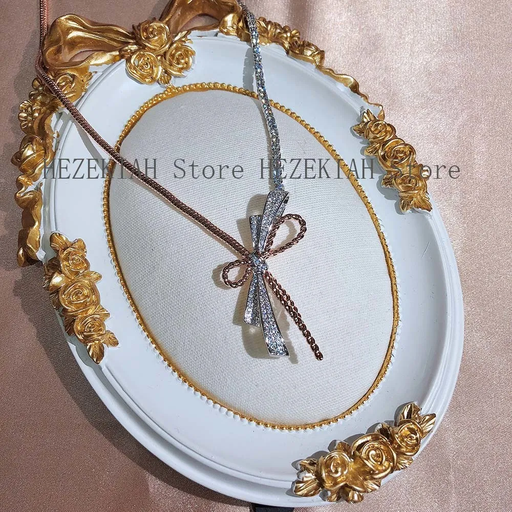 Hezekiah Plating 18k rose gold color separation fashion trend ladies bow necklace Luxury and high quality Prom party ladies neckla277L