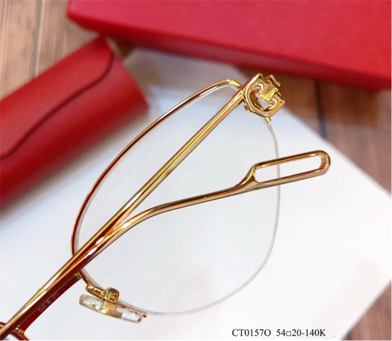 New fashion designer frame cat eye K gold half frame retro modern style 0157 unisex can be used for prescription lenses glasses339K