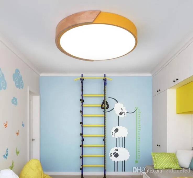 Multicolour Modern LED Takljus supertunna 5 cm massiva trä taklampor för vardagsrum sovrum kök belysning enhet251d