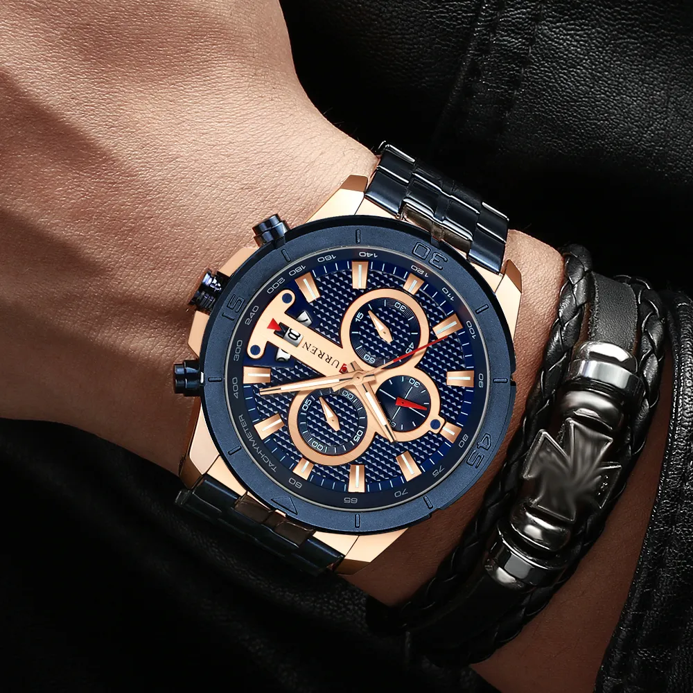 CURREN nouvelles montres hommes marque de luxe chronographe montre de Sport pour hommes montre-bracelet avec bracelet en acier inoxydable décontracté affaires Clock261q
