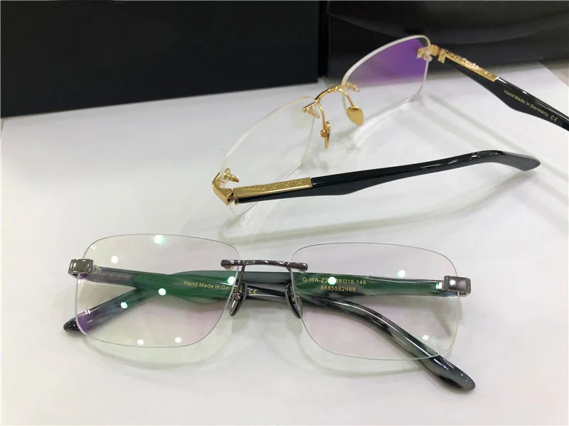 ファッション処方眼鏡アーティストI Rimless Frame透明な脚光学メガネ透明レンズM314Rのシンプルなビジネススタイル