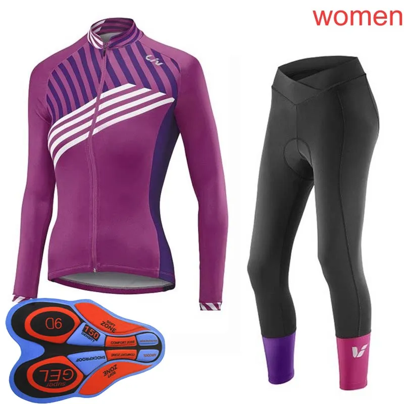 Liv 2018 mulheres esportes ao ar livre primavera verão bicicleta ciclismo mangas compridas camisa bib calças define 9d gel pad mtb Clothing231r