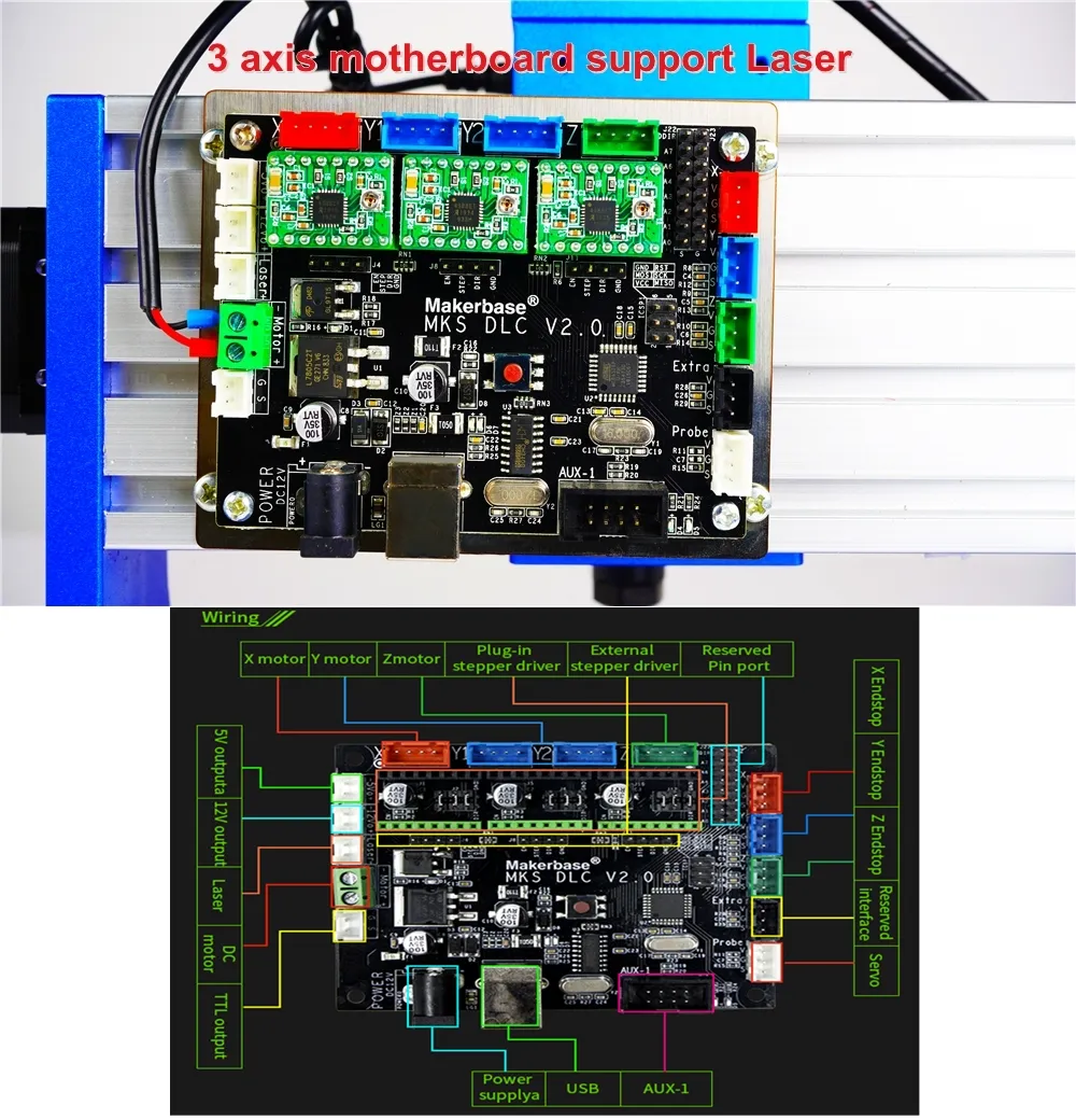 Metal Cnc Mini 1310 Pro Router Assemblato Pack Square Rail Full Metal Frame Desktop Engraving Pcb Milling Machine con Laser Head