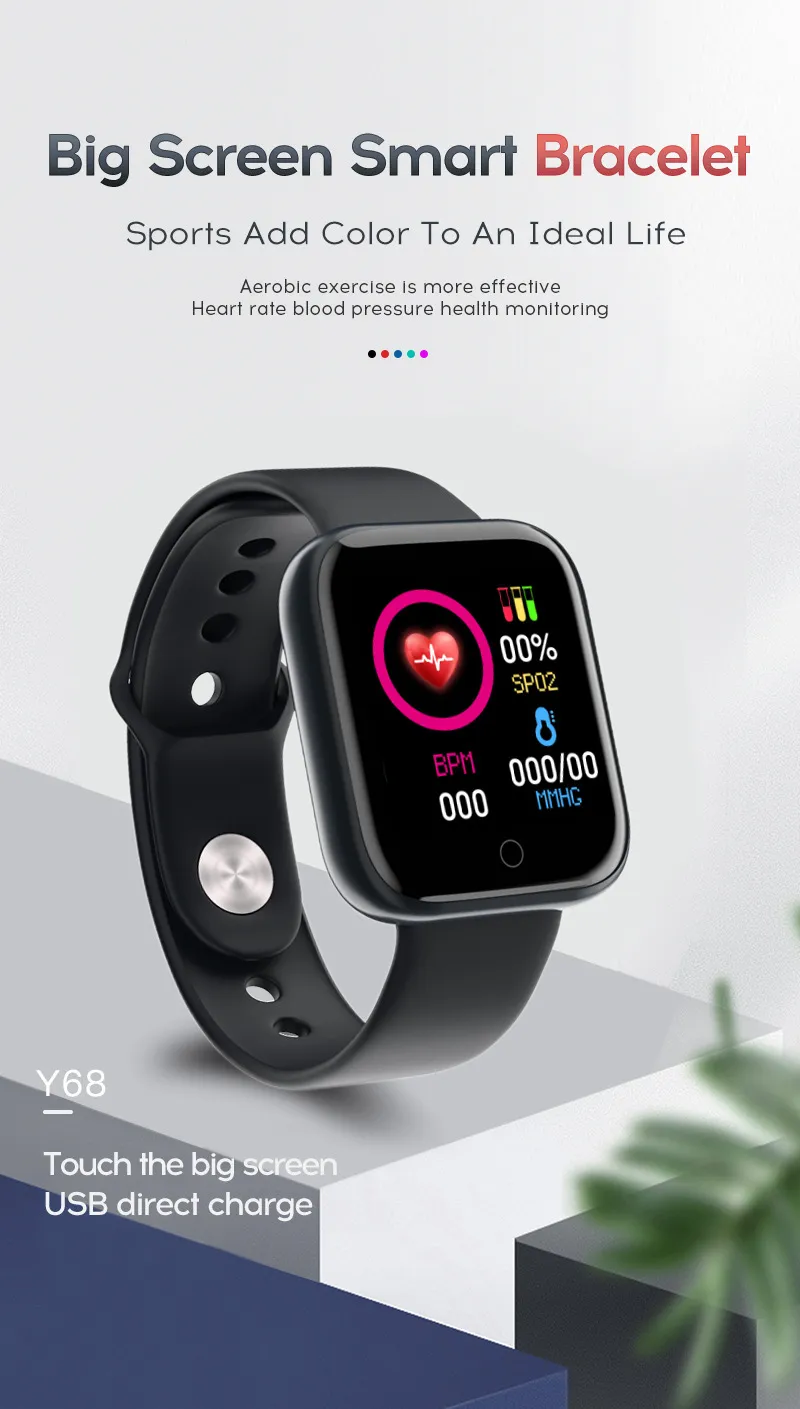 Fashion Smart Watch Femmes Men Electronics Sport Wrist montre pour Android iOS Square Smartwatch Smart Clock Hours1628376