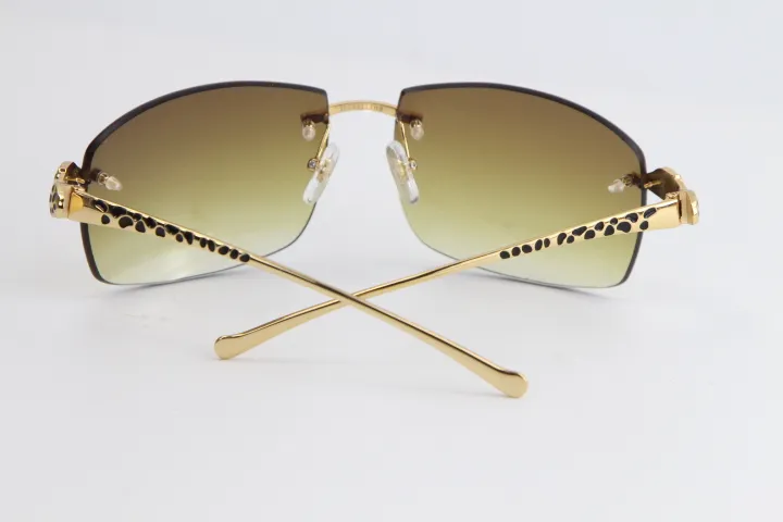 リムレスクラシックモデルメタルヒョウシリーズサングラスファッション高品質のメガネ大型サングラス男性とFEM274Z
