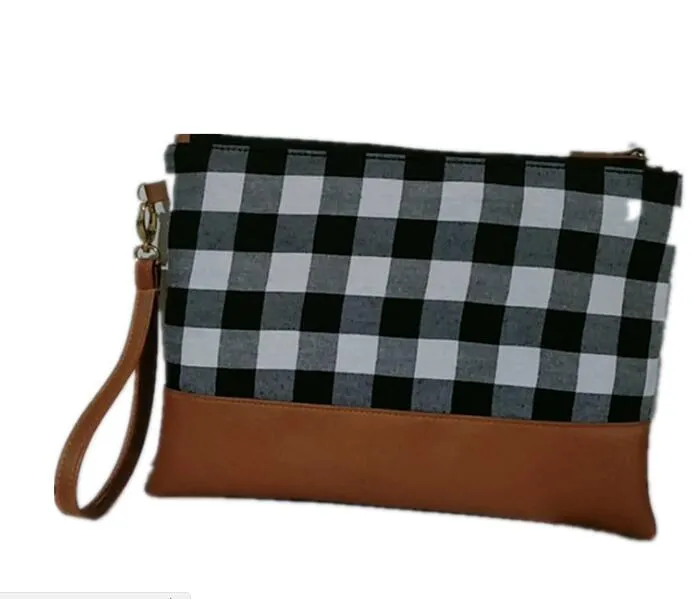 Cosmetic Bag Women PolyesterPu Plaid Patten Borse il trucco di grande capacità Mix Color Lady Travel Wash Bags